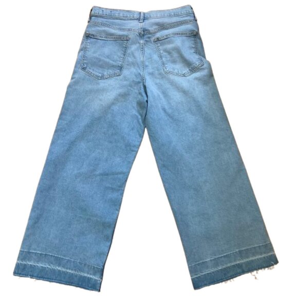 Gap Jeans High-Rise Wide Leg Cropped Fringed Hem Light Med. Wash, size 12/31 - Picture 2 of 12